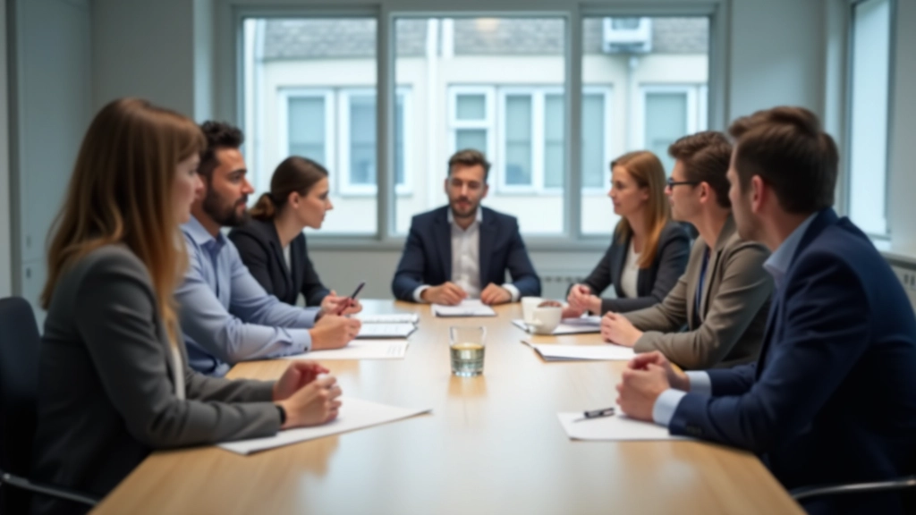 Team von Fachleuten in Besprechung, Diskussion mit Dokumenten und Notizen auf Tisch